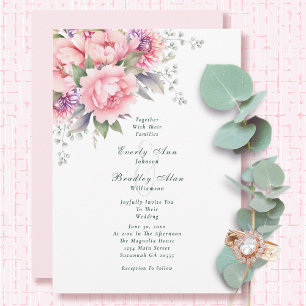 Blush Pink Sage Wasserfarbe Blumenschrift Hochzeit Einladung