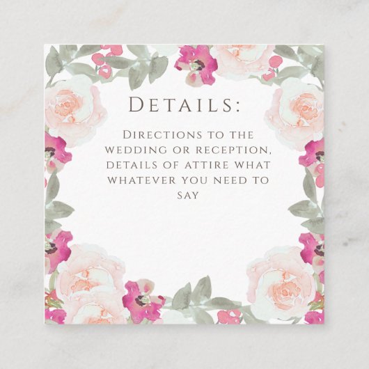 Blush Pink Sage Wasserfarbe Blumenzehen Begleitkarte (Rückseite)