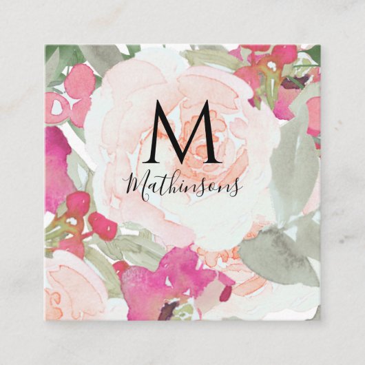 Blush Pink Sage Wasserfarbe Blumenzehen Begleitkarte (Vorderseite)