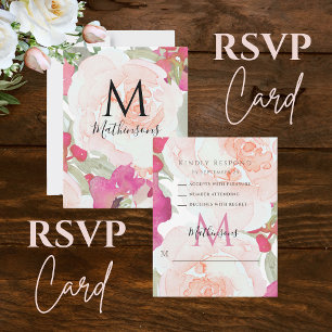 Blush Pink Sage Wasserfarbe Blumenzehen RSVP Karte