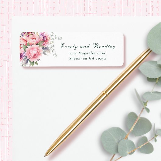 Blush Pink Sage Watercolor Floral Script Botanical