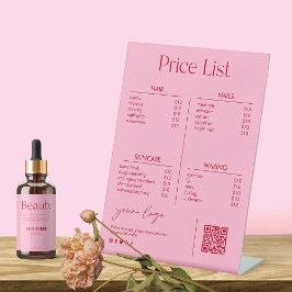 Blush Pink Salon Beauty Price List Sockelschild