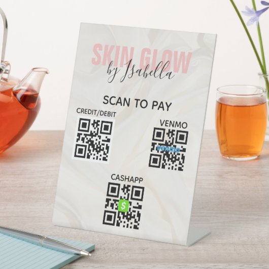 Blush Pink Salon QR Code Scan to Pay Sockelschild (In Situ)