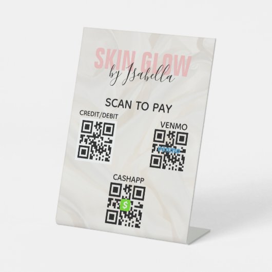 Blush Pink Salon QR Code Scan to Pay Sockelschild (Vorderseite)