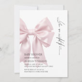 Blush Pink Satin Bow Baby Dusche Einladung (Vorderseite)