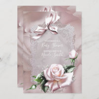Blush Pink Satin Bow & Rose Lacy Baby Dusche