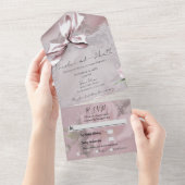Blush Pink Satin Bow & Rose Romantisches Hochzeits All In One Einladung (Abreißen)