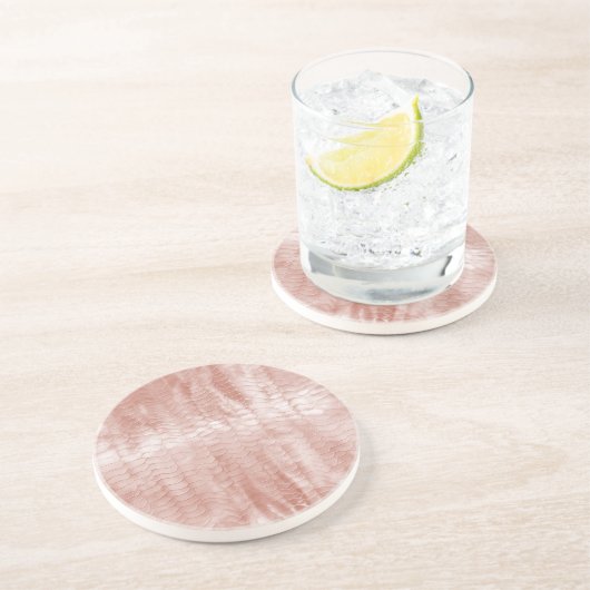 Blush Pink Schlange Print Getränkeuntersetzer (Seite)