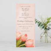 Blush Pink schlanke Tulpen Einladung Hochzeit (Stehend Vorderseite)