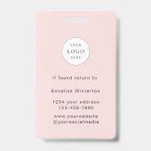 Blush Pink Schrift Logo Foto Make-up Ausweis (Rückseite)