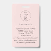 Blush Pink Schrift-Logo Foto Make-up Ausweis (Rückseite)