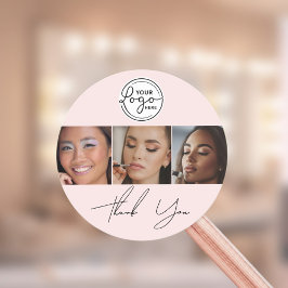 Blush Pink Schrift Logo Foto Make-up Danke  Runder Aufkleber