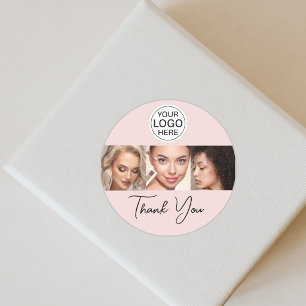 Blush Pink Schrift Logo Foto Make-up Danke Runder Aufkleber