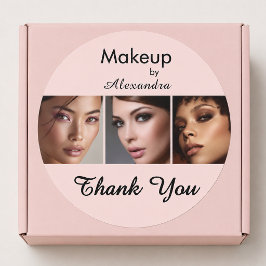 Blush Pink Schrift Logo Foto Make-up Danke Runder Aufkleber