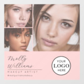 Blush Pink Schrift Logo Foto Makeup Studio Fenster Fensteraufkleber (Blatt)