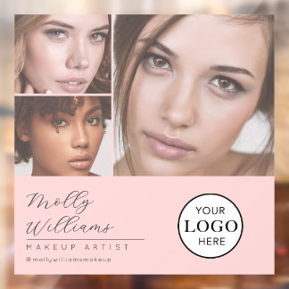 Blush Pink Schrift Logo Foto Makeup Studio Fenster Fensteraufkleber