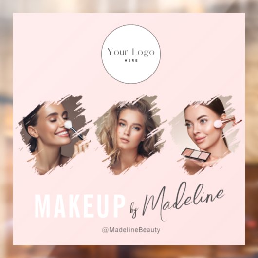 Blush Pink Schrift Logo Foto Makeup Studio Fensteraufkleber (Blatt 2)