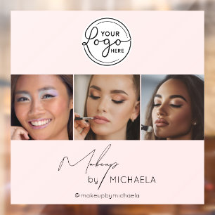 Blush Pink Schrift Logo Foto Makeup Studio Fensteraufkleber