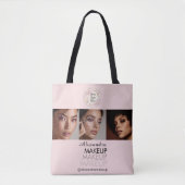 Blush Pink Schrift Logo Foto Makeup Studio Tasche (Vorderseite)