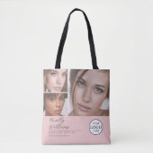 Blush Pink Schrift Logo Foto Makeup Studio Tasche (Vorderseite)