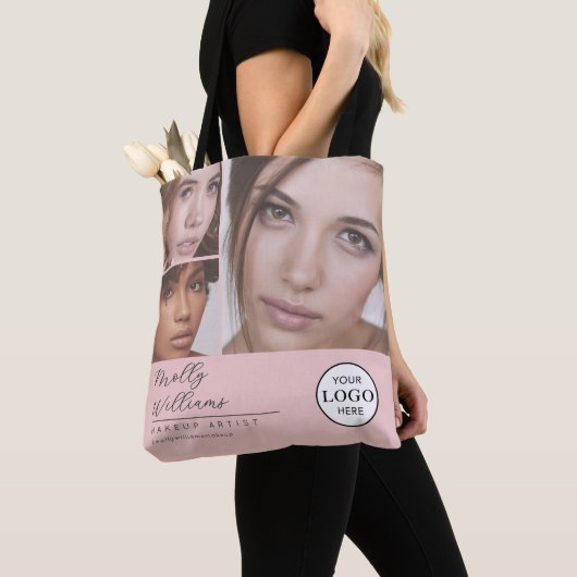 Blush Pink Schrift Logo Foto Makeup Studio Tasche (Von Nahem)