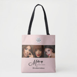 Blush Pink Schrift Logo Foto Makeup Studio Tasche
