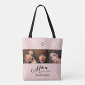 Blush Pink Schrift Logo Foto Makeup Studio Tasche (Rückseite)