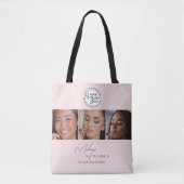 Blush Pink Schrift Logo Foto Makeup Studio Tasche (Vorderseite)