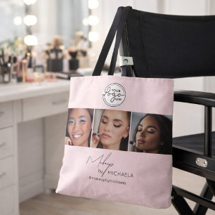 Blush Pink Schrift Logo Foto Makeup Studio Tasche