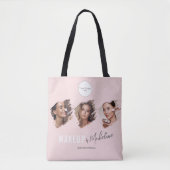 Blush Pink Schrift Logo Foto Makeup Studio Tasche (Vorderseite)