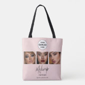 Blush Pink Schrift Logo Foto Makeup Studio Tasche (Rückseite)