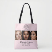 Blush Pink Schrift Logo Foto Makeup Studio Tasche (Vorderseite)