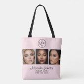 Blush Pink Schrift Logo Foto Makeup Studio Tasche (Rückseite)