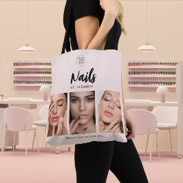 Blush Pink Schrift Logo Foto Nagel Künstlerin  Tasche