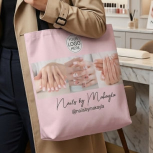 Blush Pink Schrift Logo Foto Nagelstudio Tasche