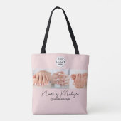 Blush Pink Schrift Logo Foto Nagelstudio Tasche (Rückseite)