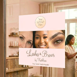 Blush Pink Schrift Logo Foto Wimpern Brauen Studio Fensteraufkleber