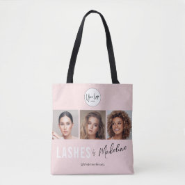 Blush Pink Schrift-Logo Foto Wimpern Studio Tasche