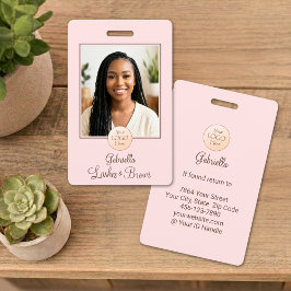 Blush Pink Schrift Logo Foto Wimpern und Augenbrau Ausweis