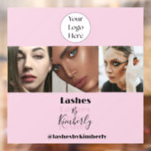 Blush Pink Schrift Logo Foto Wimpernstudio Fensteraufkleber (Blatt 2)