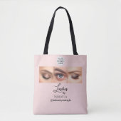 Blush Pink Schrift Logo Foto Wimpernstudio Tasche (Vorderseite)