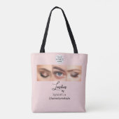 Blush Pink Schrift Logo Foto Wimpernstudio Tasche (Rückseite)