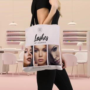 Blush Pink Schrift Logo Foto Wimpernstylist Tasche