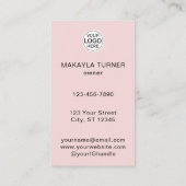 Blush Pink Schrift Logo QR Code Foto Nagelstudio Visitenkarte (Rückseite)