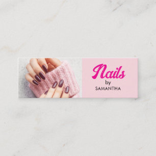 Blush Pink Schwarze Schrift Foto Nägel Mini  Visitenkarte