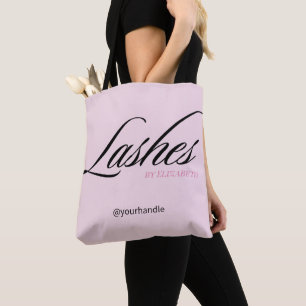 Blush Pink Schwarze Schrift Henkel Wimpern Geschäf Tasche
