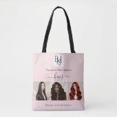 Blush Pink Script 3 Photo Logo QR Hair Extensions Tasche (Vorderseite)