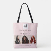 Blush Pink Script 3 Photo Logo QR Hair Extensions Tasche (Rückseite)