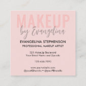 Blush Pink Script 3 Photo Makeup Quadratische Visitenkarte (Rückseite)