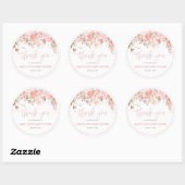 Blush Pink Script Baby Shower Thank You Runder Aufkleber (Blatt)